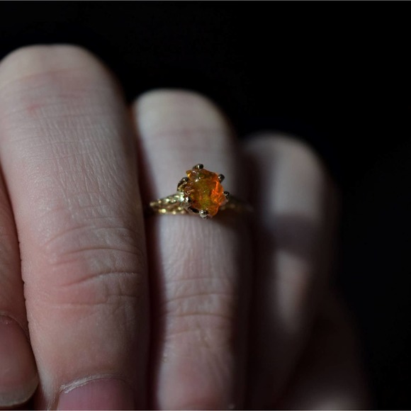 Size 5 14k Gold Opal Ring, Raw Opal Engagement Ring, Solid Gold Engageme… - Picture 6 of 8